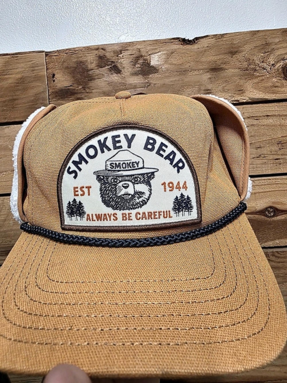 MAD Engine Smokey Bear ear flap cap Orange
